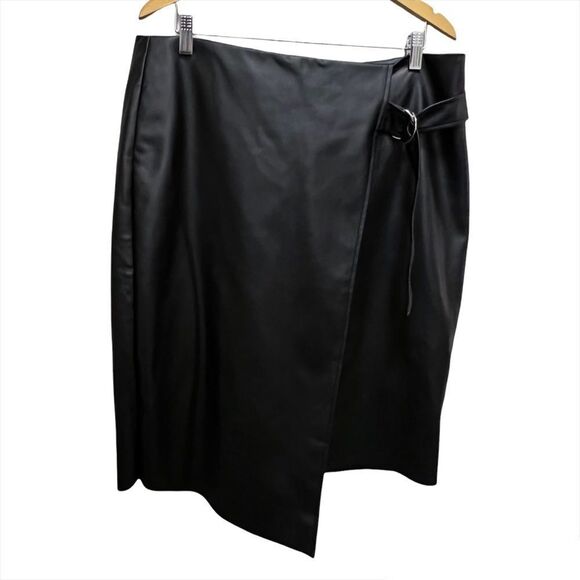 Addition Elle Faux Leather Asymmetric Skirt Size 12 - Picture 5 of 13